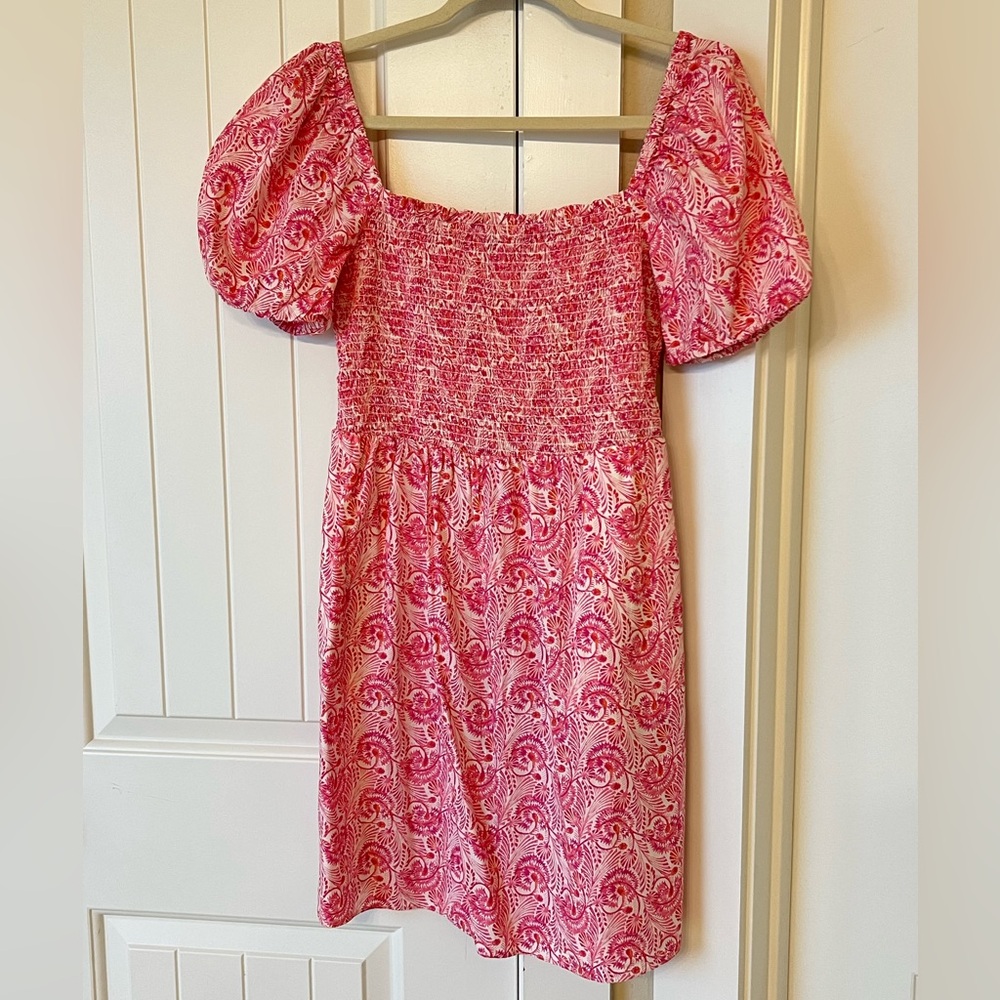 J. Crew Pink Puff Sleeve Mini Dress
